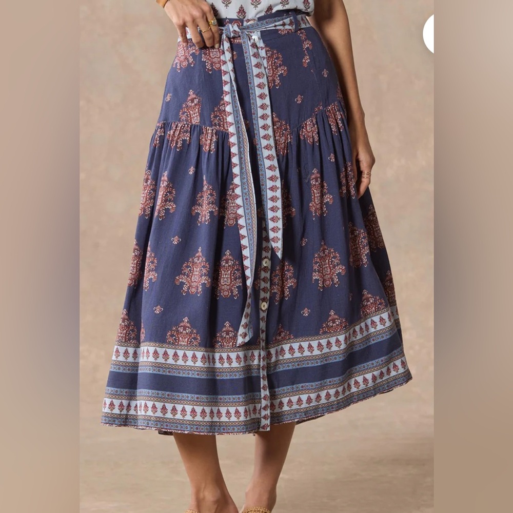Folklore Ruffle Midi Skirt. New with tags from Sundance.